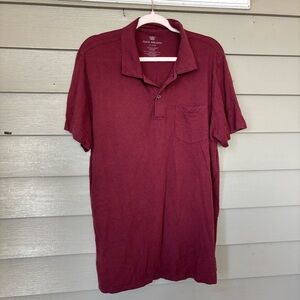 Mack Weldon Dark Red Polo Shirt Classic Short Sleeve